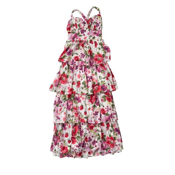Abercrombie and fitch floral berry tiered maxi dress - size small - Picture 2 of 7